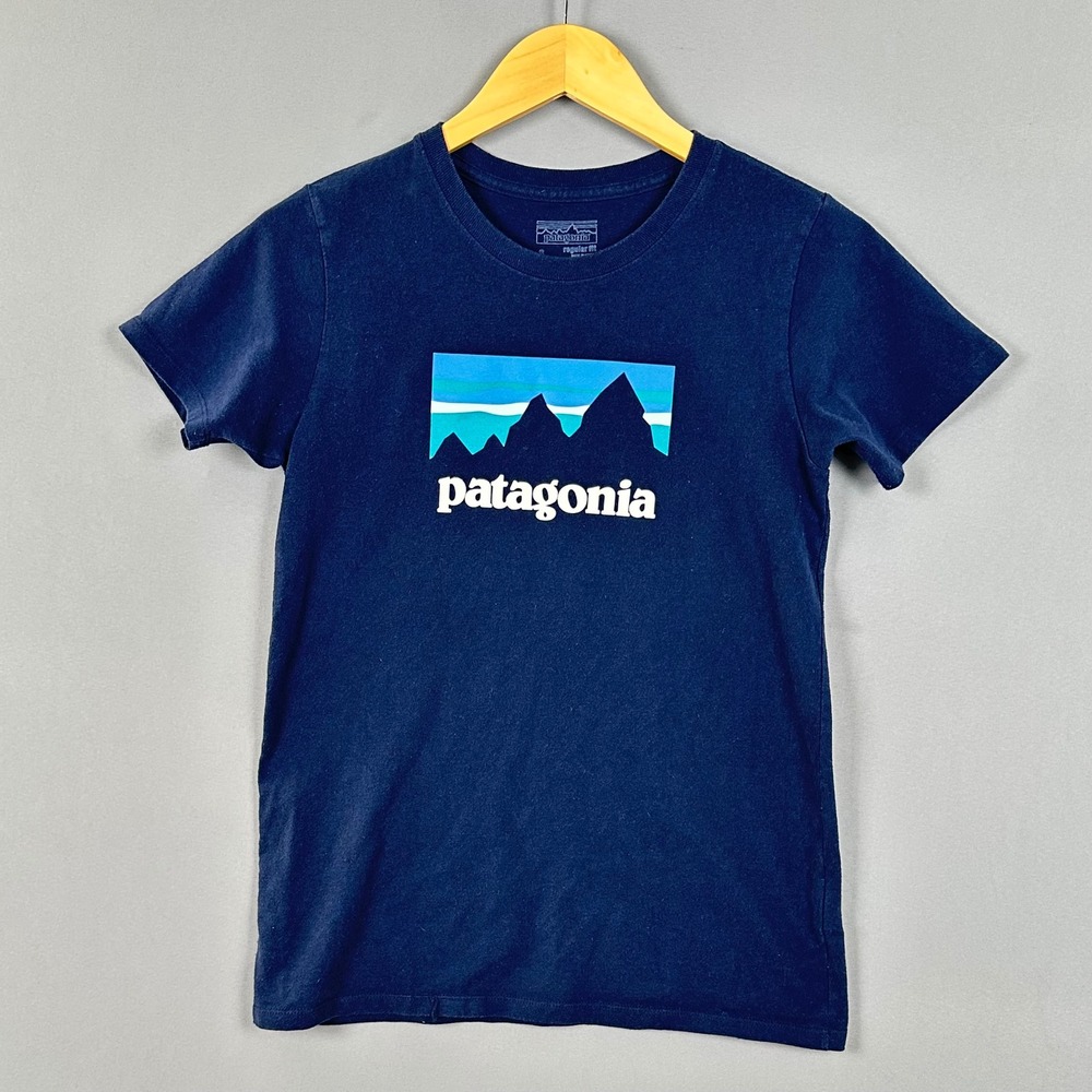 Patagonia Womens Fitz Roy Horizons Graphic T-Shirt Navy Blue Small Regular Fit